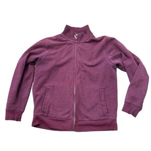 MENS Lands End SIZE MEDIUM CRANBERRY COLOR FRONT ZIP SIDE POCKET SWEATSHIRT